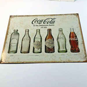 Coca-Cola Tin Sign Coke Bottle Evolution 16"X12.5"